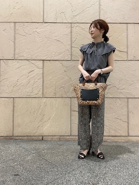 「ペイズリー柄パンツ」｜tsuさん（レディース・156cm）の夏コーディネート