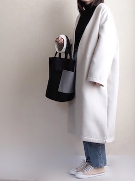 「ハイウエストストレートジーンズ」｜「アイテム（その他アウター）」を使った、kさん（レディース・158cm）の冬コーディネート