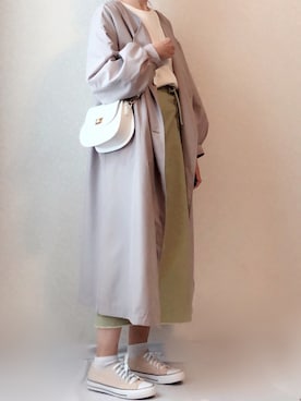 「ナロースカート」｜「アイテム（トレンチコート）」を使った、kさん（レディース・158cm）の春コーディネート