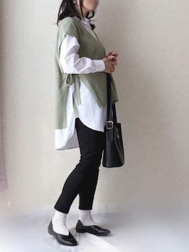 「ビッグシャツ」｜「アイテム（パンプス）」を使った、kさん（レディース・158cm）の春コーディネート