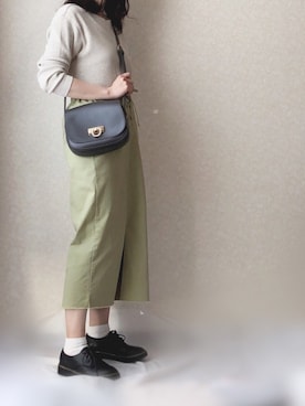 「ワッフルクルーネックＴ」｜「アイテム（その他シューズ）」を使った、kさん（レディース・158cm）の春コーディネート