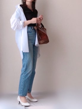 「ハイウエストストレートジーンズ」｜kさん（レディース・158cm）の春コーディネート