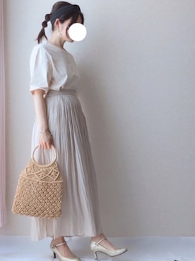 「クルーネックTシャツ」｜「アイテム（その他）」を使った、kさん（レディース・158cm）の夏コーディネート