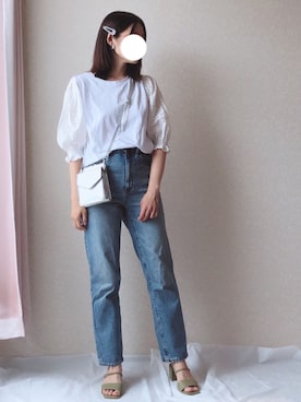 「ハイウエストストレートジーンズ」｜kさん（レディース・158cm）の夏コーディネート