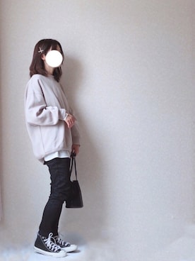「fifth（フィフス）のフェイクレザー巾着バッグ（ハンドバッグ）」を使った、kさん（レディース・158cm）の秋コーディネート