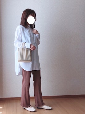 「ビッグシャツ」｜「アイテム（パンプス）」を使った、kさん（レディース・158cm）の春コーディネート
