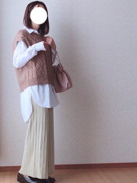 「リブニット」｜「アイテム（レインシューズ）」を使った、kさん（レディース・158cm）の春コーディネート