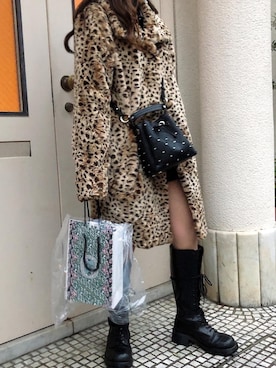「ダルメシアン柄」｜「アイテム（その他アウター）」を使った、moepiさん（レディース・157cm）の冬コーディネート