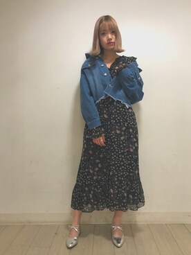 「AS KNOW AS PINKY（アズノゥアズピンキー）のアイテム（デニムジャケット）」を使った、ayakaさん（レディース・165cm）の冬コーディネート