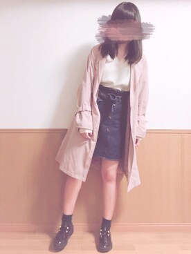 トレンチコート ピンク系 を使った 高校生 のレディース人気ファッションコーディネート Wear