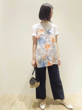 「qualite（カリテ）のe×qualite STAFF コットンリネンワイドストレートデニム（その他パンツ）」を使った、Chieさん（レディース・164cm）の春コーディネート