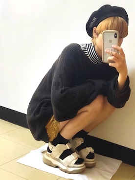 「RNA」｜「アイテム（ハンチング/ベレー帽）」を使った、ちなさん（レディース・159cm）の春コーディネート