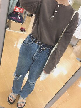 「アイテム（その他トップス、ブラウン系）」を使った、rさん（レディース・154cm）の秋コーディネート