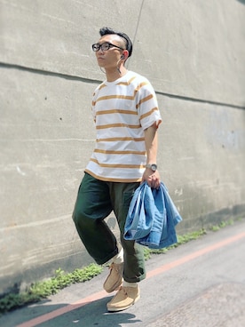 「plain-me（プレインミー）のアイテム（カーゴパンツ）」を使った、Colorholic manさん（メンズ・172cm）の春コーディネート