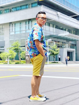 「RUGGED FACTORY（ラギッドファクトリー）のアイテム（パンツ）」を使った、Colorholic manさん（メンズ・172cm）の夏コーディネート