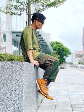 「plain-me（プレインミー）のアイテム（カーゴパンツ）」を使った、Colorholic manさん（メンズ・172cm）の夏コーディネート