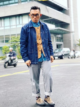 「J.CREW」｜「アイテム（その他アウター）」を使った、Colorholic manさん（メンズ・172cm）の秋コーディネート