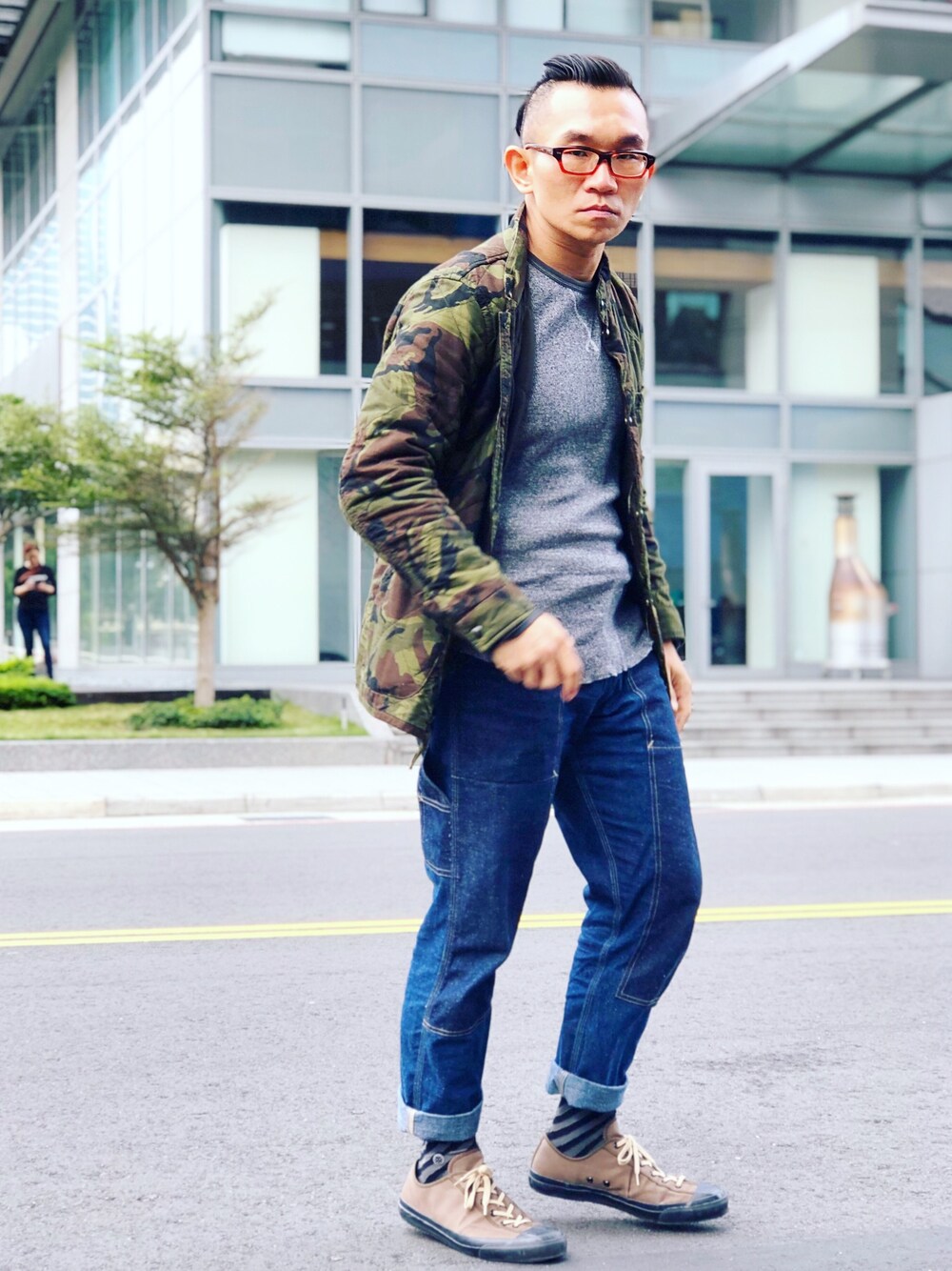 「J.CREW、wallace & barnes、Todd Snyder、Champion、stance socks、acehotel、Moonstar、military、camo、ootd」｜「J.CREWのアイテム（ブルゾン、グリーン系）」を使った、Colorholic manさん（メンズ・172cm）の冬コーディネートの1枚目の写真