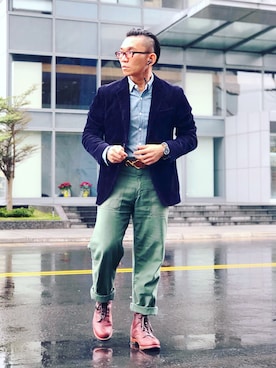 「J.CREW」｜「アイテム（その他アウター）」を使った、Colorholic manさん（メンズ・172cm）の冬コーディネート