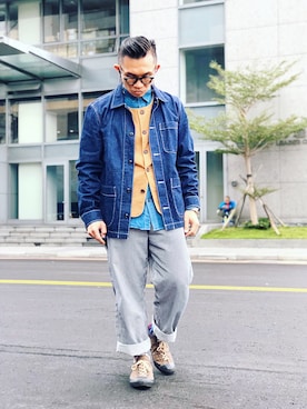 「J.CREW」｜「アイテム（その他アウター）」を使った、Colorholic manさん（メンズ・172cm）の冬コーディネート