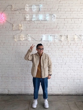 「J.CREW」｜「アイテム（その他アウター）」を使った、Colorholic manさん（メンズ・172cm）の冬コーディネート