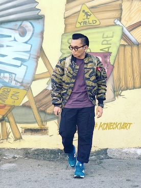 「NEW BALANCE 990」｜「アイテム（MA-1）」を使った、Colorholic manさん（メンズ・172cm）の冬コーディネート