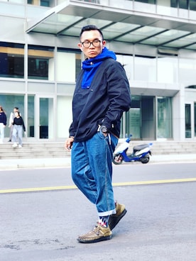 「J.CREW」｜「アイテム（その他アウター）」を使った、Colorholic manさん（メンズ・172cm）の冬コーディネート
