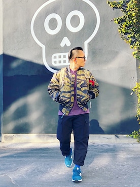 「NEW BALANCE 990」｜「アイテム（MA-1）」を使った、Colorholic manさん（メンズ・172cm）の冬コーディネート