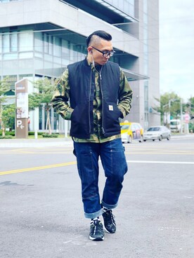 「J.CREW」｜「アイテム（その他アウター）」を使った、Colorholic manさん（メンズ・172cm）の冬コーディネート
