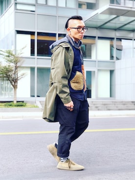 「J.CREW」｜「アイテム（その他アウター）」を使った、Colorholic manさん（メンズ・172cm）の冬コーディネート