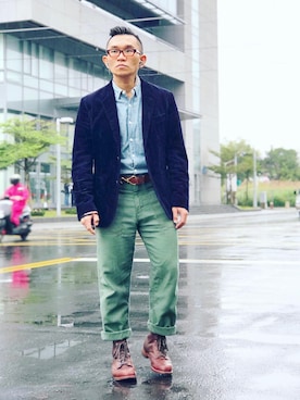 「J.CREW」｜「アイテム（その他アウター）」を使った、Colorholic manさん（メンズ・172cm）の冬コーディネート