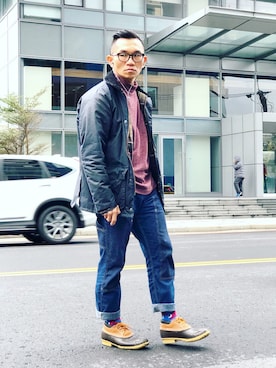 「J.CREW」｜「アイテム（その他アウター）」を使った、Colorholic manさん（メンズ・172cm）の冬コーディネート