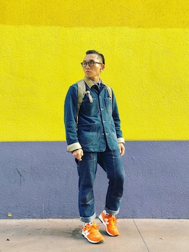 「menswear」｜「アイテム（デニムジャケット）」を使った、Colorholic manさん（メンズ・172cm）の冬コーディネート