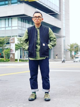 「Carhartt WIP（カーハートダブリューアイピー）のアイテム（その他アウター）」を使った、Colorholic manさん（メンズ・172cm）の冬コーディネート