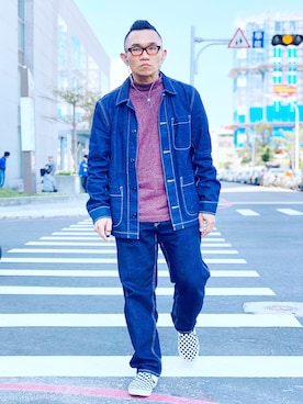 「menswear」｜「アイテム（デニムジャケット）」を使った、Colorholic manさん（メンズ・172cm）の冬コーディネート