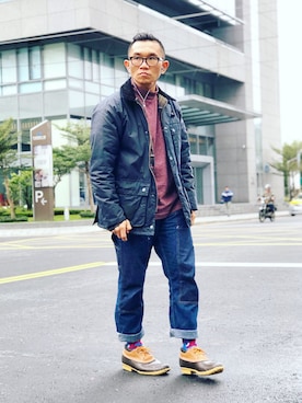 「J.CREW」｜「アイテム（その他アウター）」を使った、Colorholic manさん（メンズ・172cm）の冬コーディネート