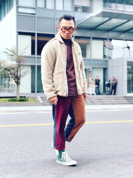 「J.CREW」｜「アイテム（その他アウター）」を使った、Colorholic manさん（メンズ・172cm）の冬コーディネート