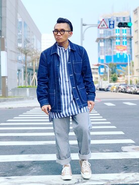 「menswear」｜「アイテム（デニムジャケット）」を使った、Colorholic manさん（メンズ・172cm）の冬コーディネート