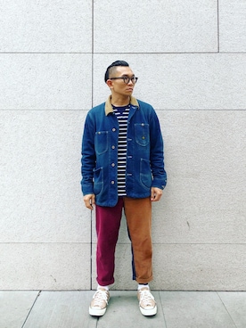 「menswear」｜「アイテム（デニムジャケット）」を使った、Colorholic manさん（メンズ・172cm）の春コーディネート