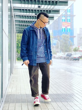 「menswear」｜「アイテム（デニムジャケット）」を使った、Colorholic manさん（メンズ・172cm）の春コーディネート