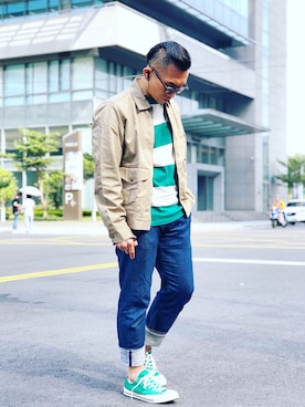 「EDWIN」｜「アイテム（ブルゾン）」を使った、Colorholic manさん（メンズ・172cm）の春コーディネート