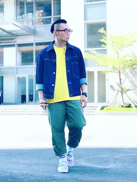 「menswear」｜「アイテム（デニムジャケット）」を使った、Colorholic manさん（メンズ・172cm）の春コーディネート