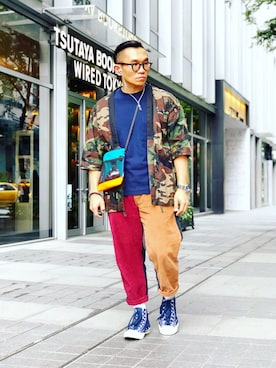 「oqLiq（オークリック）のアイテム（その他アウター）」を使った、Colorholic manさん（メンズ・172cm）の春コーディネート