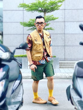 「menswear」｜「アイテム（その他シューズ）」を使った、Colorholic manさん（メンズ・172cm）の夏コーディネート