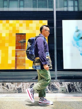「TAKAHIROMIYASHITATheSoloIst.（タカヒロミヤシタザソロイスト）のアイテム（スニーカー）」を使った、Colorholic manさん（メンズ・172cm）の夏コーディネート
