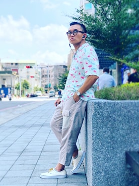 「J.CREW（ジェイクルー）のアイテム（シューズ）」を使った、Colorholic manさん（メンズ・172cm）の夏コーディネート