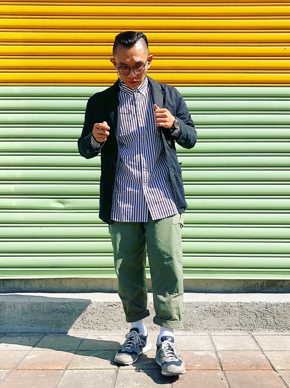 「GAP、UNIQLO、wallace & barnes、J.CREW、New Balance、new balance 1300、ootd、streetstyle、streetfashion、menswear」｜「GAPのアイテム（その他アウター、ブラック系）」を使った、Colorholic manさん（メンズ・172cm）の秋コーディネートの1枚目の写真