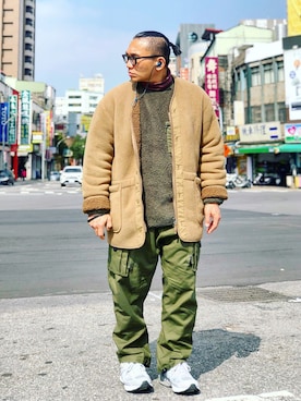 「NEW BALANCE 990」｜「アイテム（ミリタリージャケット）」を使った、Colorholic manさん（メンズ・172cm）の冬コーディネート