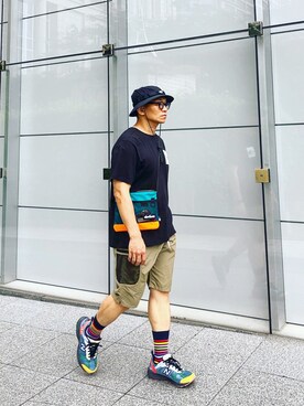 「MANASTASH」｜「アイテム（ハンチング/ベレー帽）」を使った、Colorholic manさん（メンズ・172cm）の春コーディネート