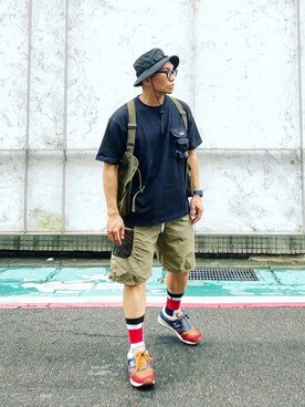 「MANASTASH」｜「アイテム（ハンチング/ベレー帽）」を使った、Colorholic manさん（メンズ・172cm）の夏コーディネート